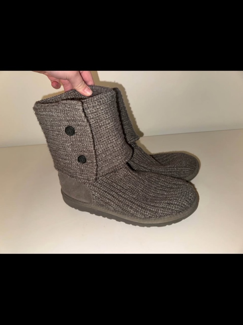 UGG Women's Cable Knit Button Slipper Boots - Grey